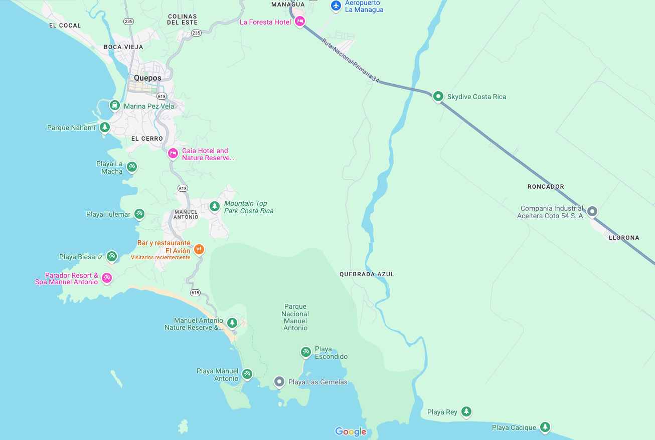 Map Area nearby places Verde Armonia Logde